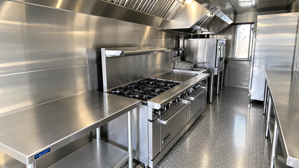 28 ft mobile kitchen trailer interior view 1